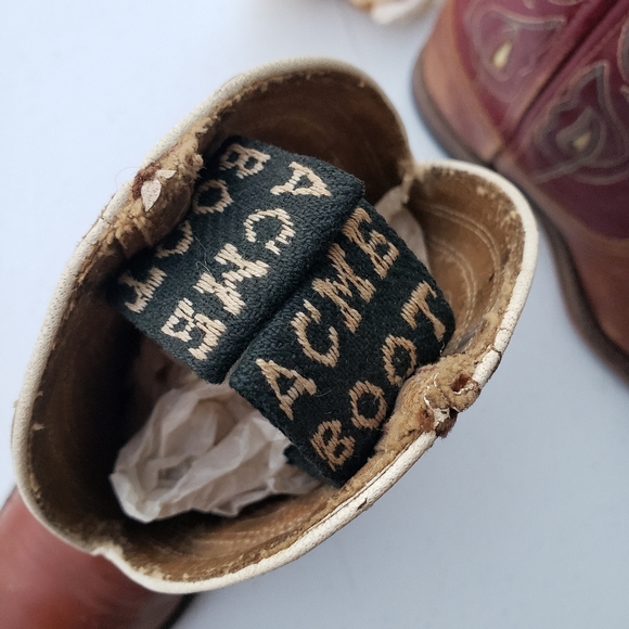 Vintage Kid's Acme Scrolled and Floral Cutout Boots Collectible - Picture 5 of 12